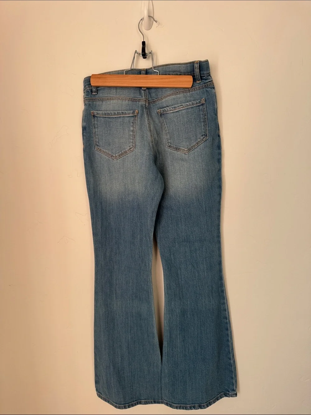 OshKosh B’gosh Flare Girls Jeans Adjustable Waist Light Wash Seam Bell Bottom 12